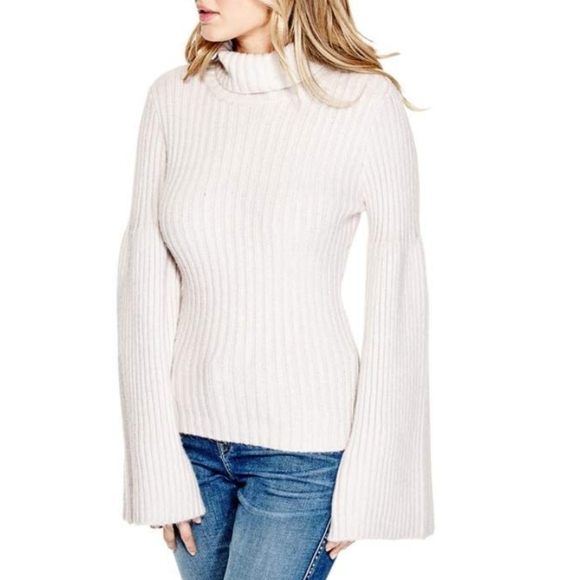 Guess turtleneck cable knit bell sleeve sweater - Picture 1 of 6